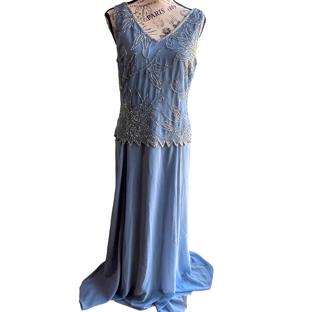 JKara beaded blue dress Sz 6